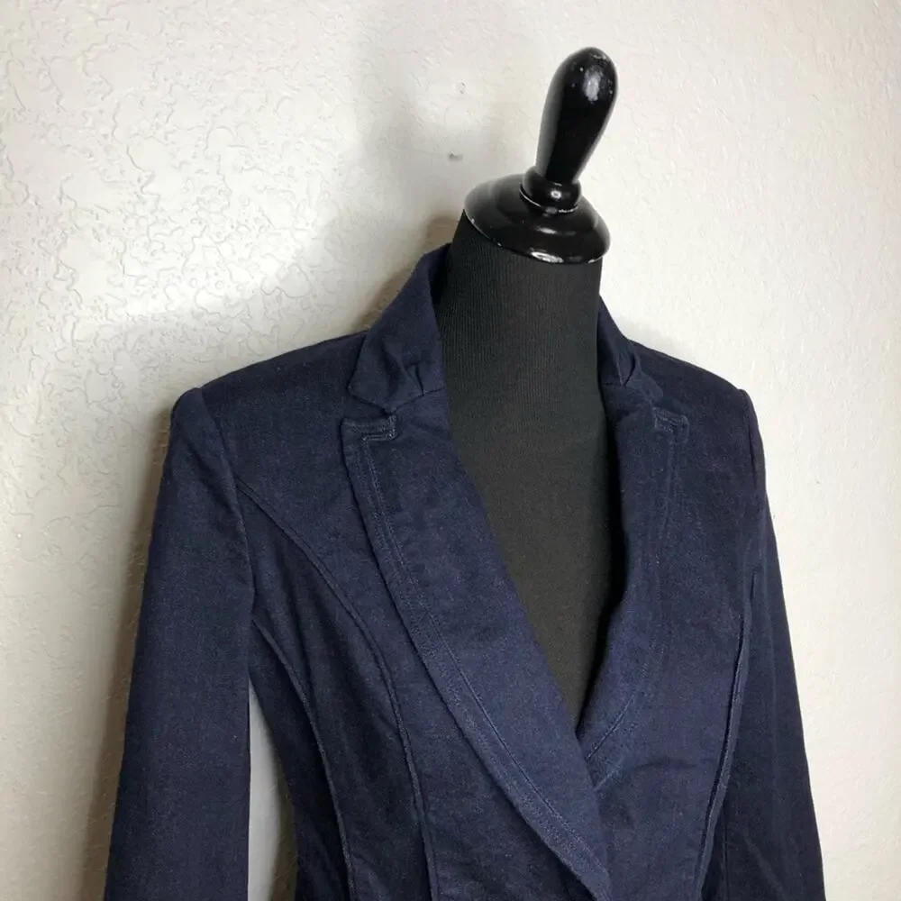 WHBM dark blue denim blazer jacket size 4